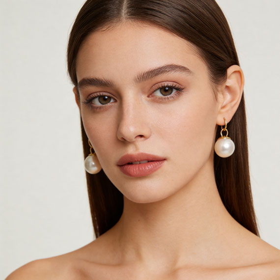 Hepburn Style French Elegant Large Pearl Ear Buckles for Women