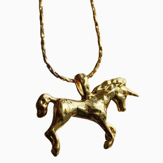 Vintage Unicorn Pendant Simple Chain Necklace for Women