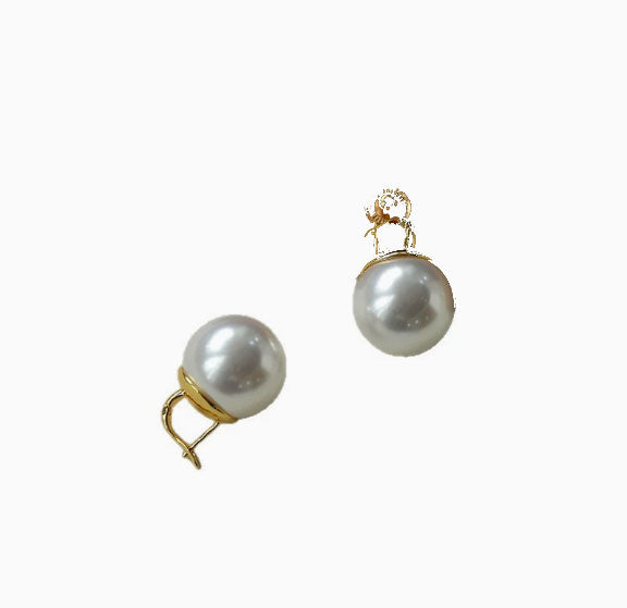 Hepburn Style French Elegant Large Pearl Ear Buckles for Women