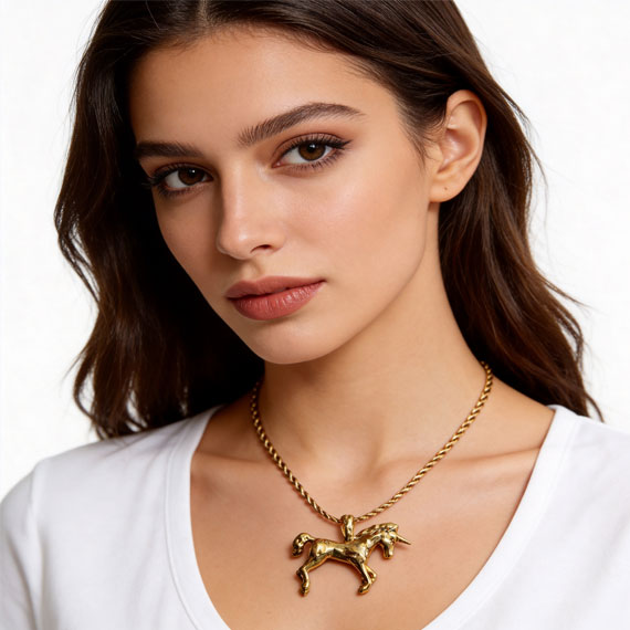 Vintage Unicorn Pendant Simple Chain Necklace for Women