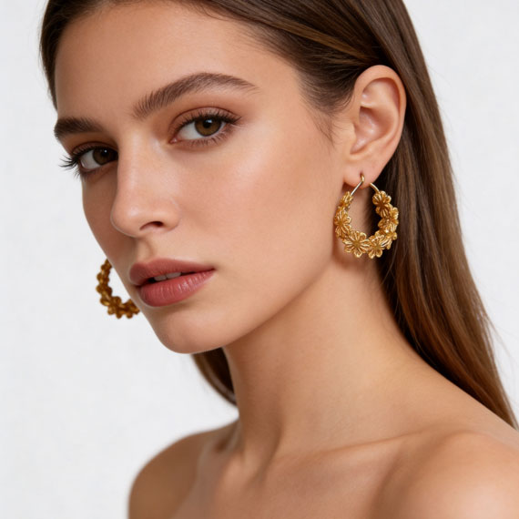 Metal Retro Fashion All-Match Lace Hollow Earrings