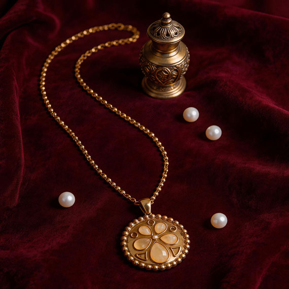 Vintage White Crystal Four-Leaf Clover Flower Compass Long Necklace