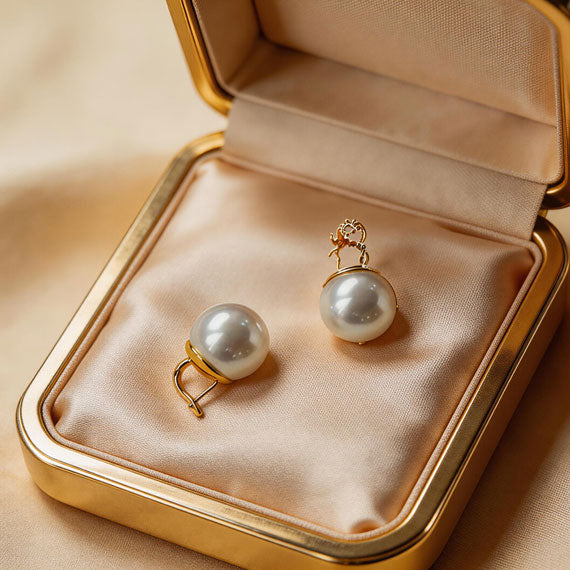 Hepburn Style French Elegant Large Pearl Ear Buckles for Women