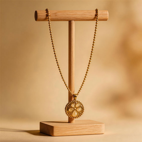 Vintage White Crystal Four-Leaf Clover Flower Compass Long Necklace